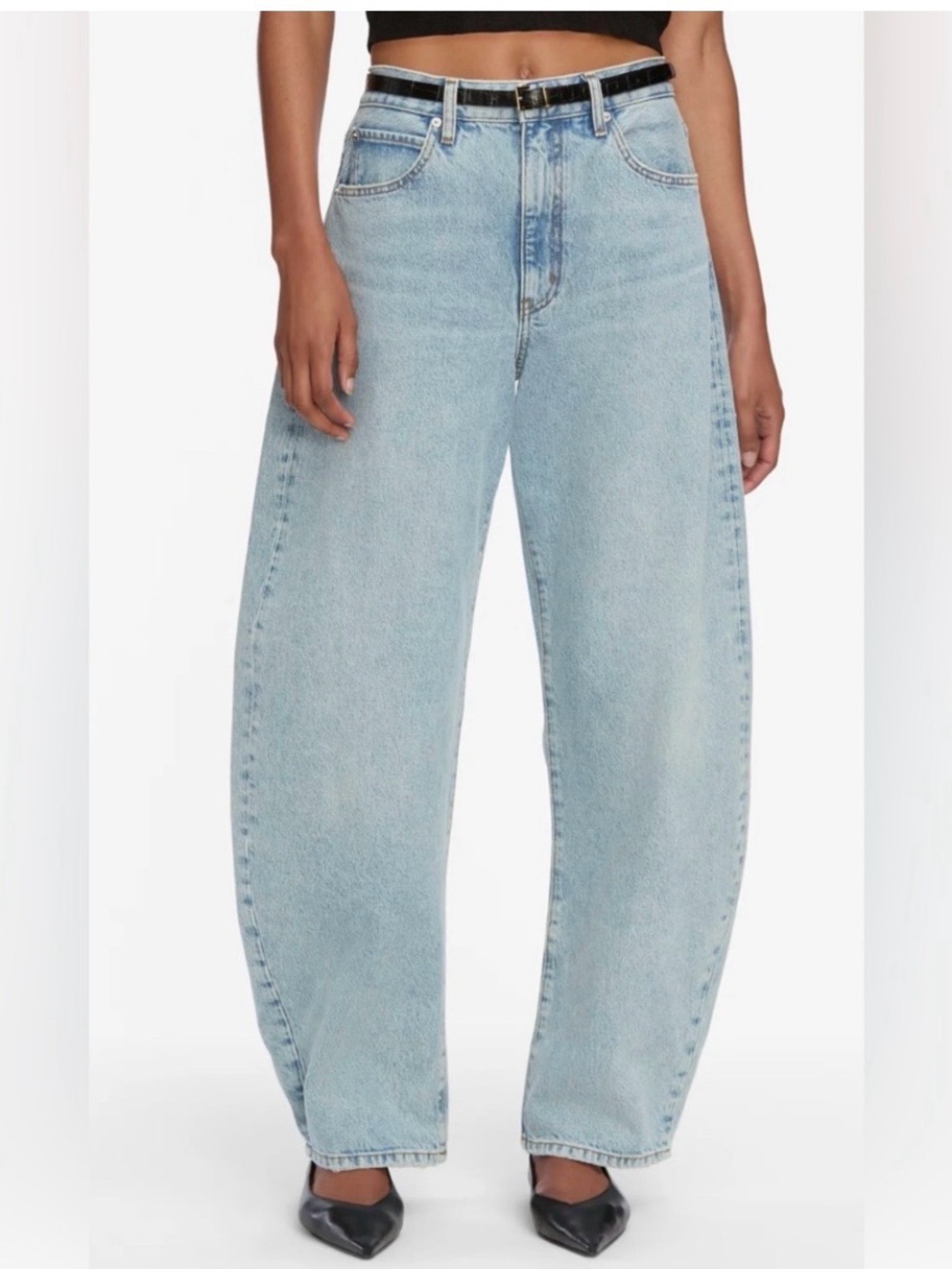 FRAME The Bubble Curved Horseshoe Balloon Leg Rigid Denim Jeans 29